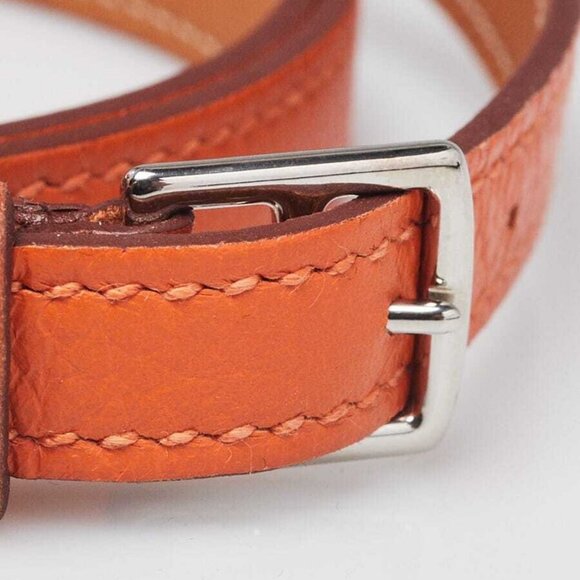 Hermes Orange/Gold Swift Leather Mini Etriviere 4 Tours Leather Wrap Bracelet - Picture 3 of 6